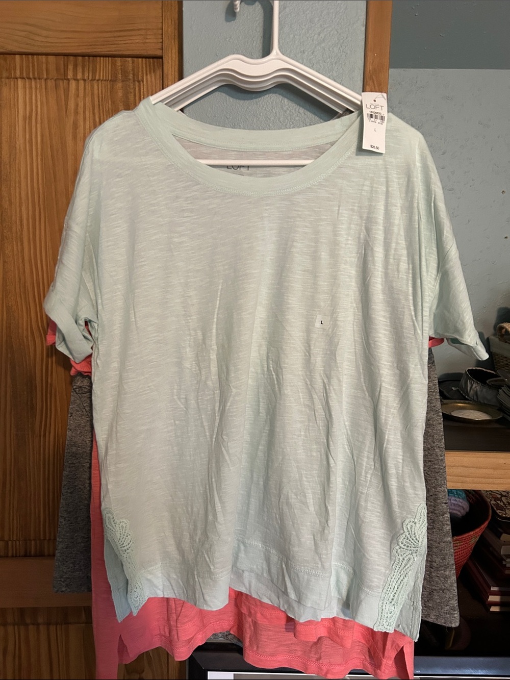LOFT (4) Women's size large tops. NWT (mint, coral, grey & white)